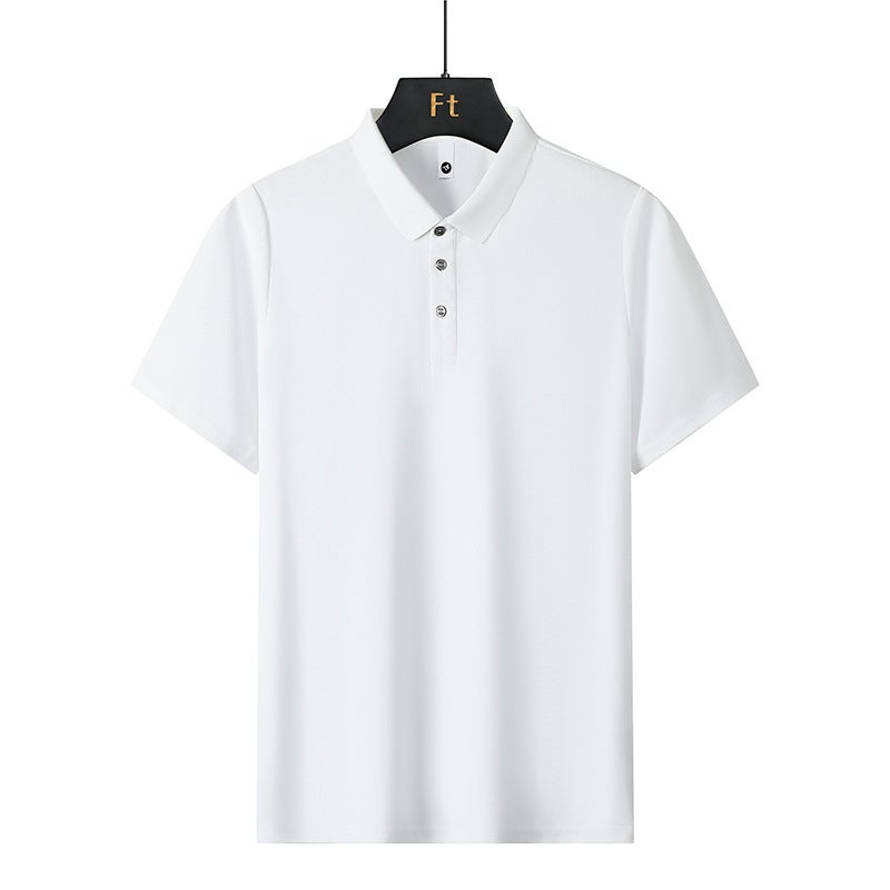 Men's Short Sleeve Polo Shirt Casual Solid Crew Neck Summer Top - Image 3