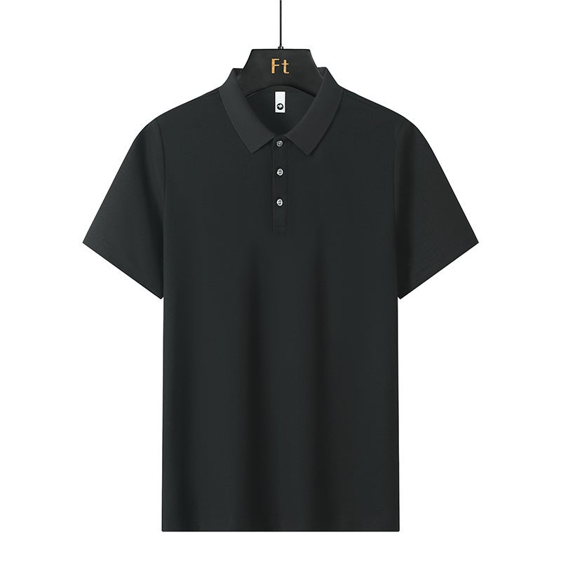 Men's Short Sleeve Polo Shirt Casual Solid Crew Neck Summer Top - Image 2