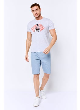 DeFacto Men Crew Neck Short Sleeve Graphic Print T-Shirt, Light Grey  - Image 2