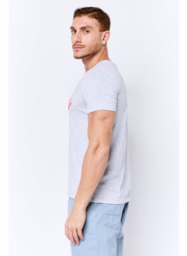 DeFacto Men Crew Neck Short Sleeve Graphic Print T-Shirt, Light Grey  - Image 4