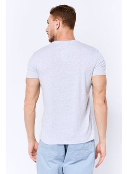 DeFacto Men Crew Neck Short Sleeve Graphic Print T-Shirt, Light Grey  - Image 3