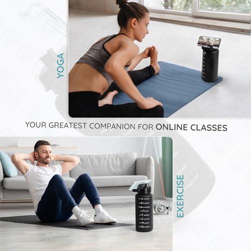 ABOUT SPACE Water Bottle - 3Pcs 2L,750ml & 300ml Light-weight, Leak-proof, BPA-free Motivational Sipper, Time Marker & Mobile Holder for Online Gym Kids,Adults Office (Gradient) Plastic, multicolor - Image 5