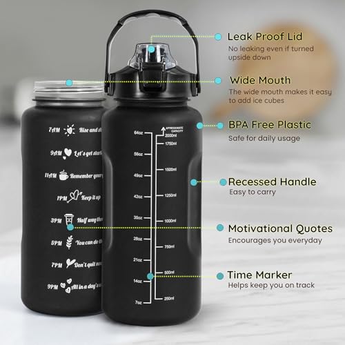 ABOUT SPACE Water Bottle - 3Pcs 2L,750ml & 300ml Light-weight, Leak-proof, BPA-free Motivational Sipper, Time Marker & Mobile Holder for Online Gym Kids,Adults Office (Gradient) Plastic, multicolor - Image 3