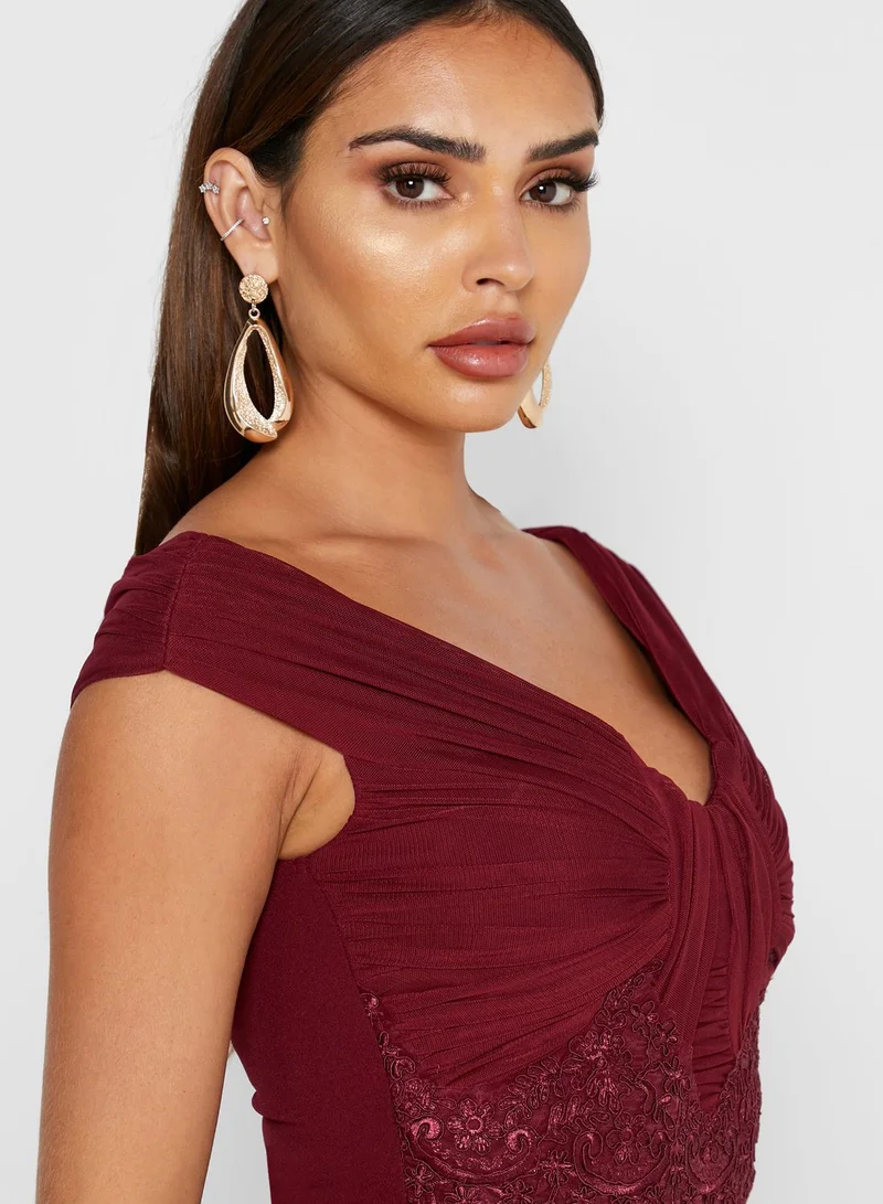 LIPSY Pleated Bardot Dress