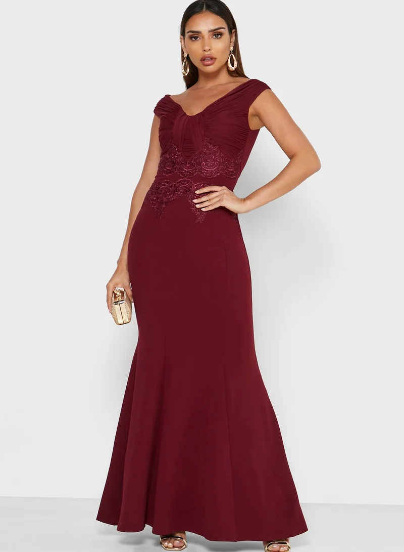 LIPSY Pleated Bardot Dress
