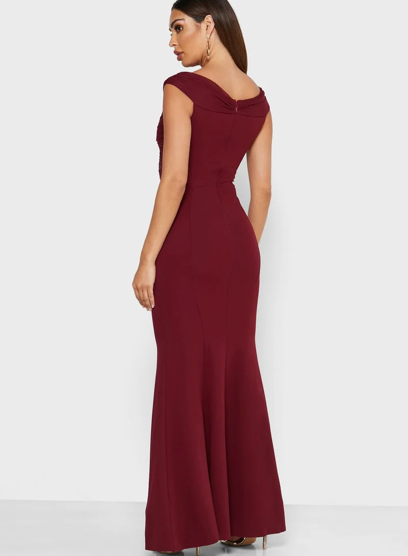 LIPSY Pleated Bardot Dress