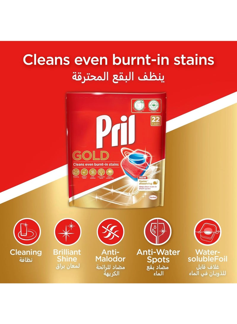 Gold Automatic Dishwashing Tablets , 34 Tabs. Faster Dissolving tab with deep clean and Cleans even burnt -in stains