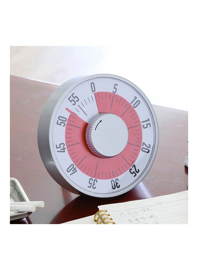 NIBEMINENT Kitchen Round Magnetic Manual Mechanical Baking Cooking Timer Countdown Tool Silver 20*10*20cm - Image 1