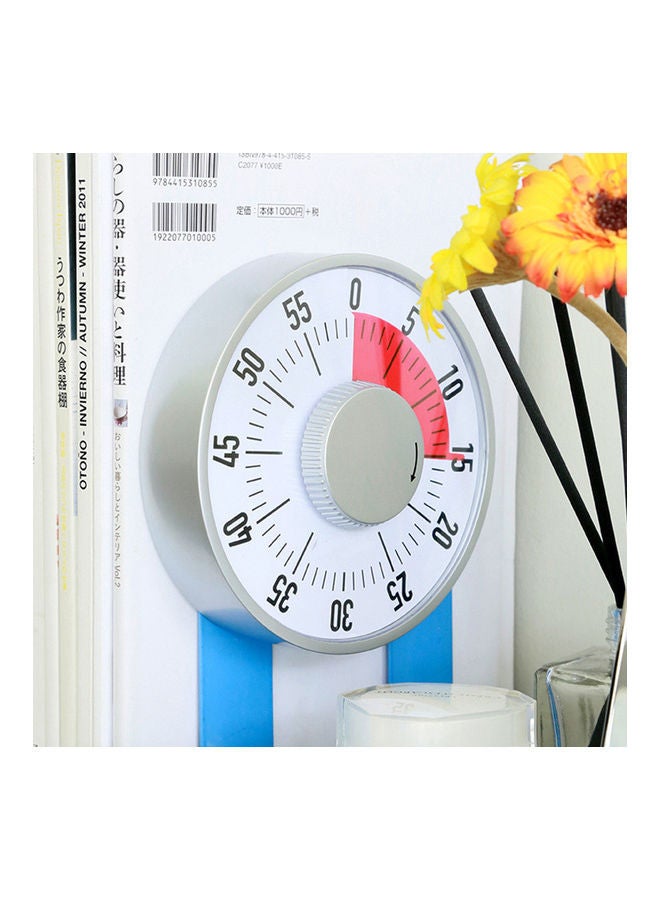 NIBEMINENT Kitchen Round Magnetic Manual Mechanical Baking Cooking Timer Countdown Tool Silver 20*10*20cm - Image 2