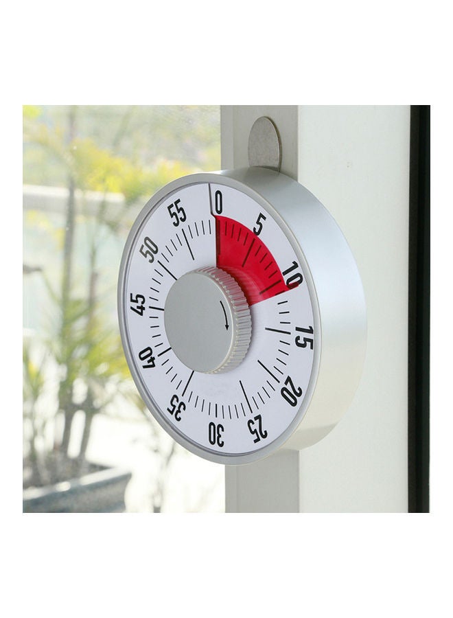 NIBEMINENT Kitchen Round Magnetic Manual Mechanical Baking Cooking Timer Countdown Tool Silver 20*10*20cm - Image 3