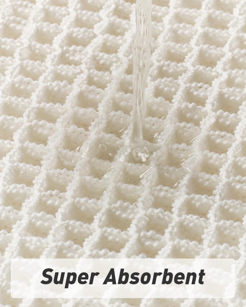 AMOAMI Upgraded Waffle Bath Mat, Super Absorbent Non Slip Bath Mats for Bathroom Floor, Machine Washable Boho Bathroom Rugs with Tassels, Rubber Backed Bathroom Mats, Ultra Soft, 24" x 36" - Image 3
