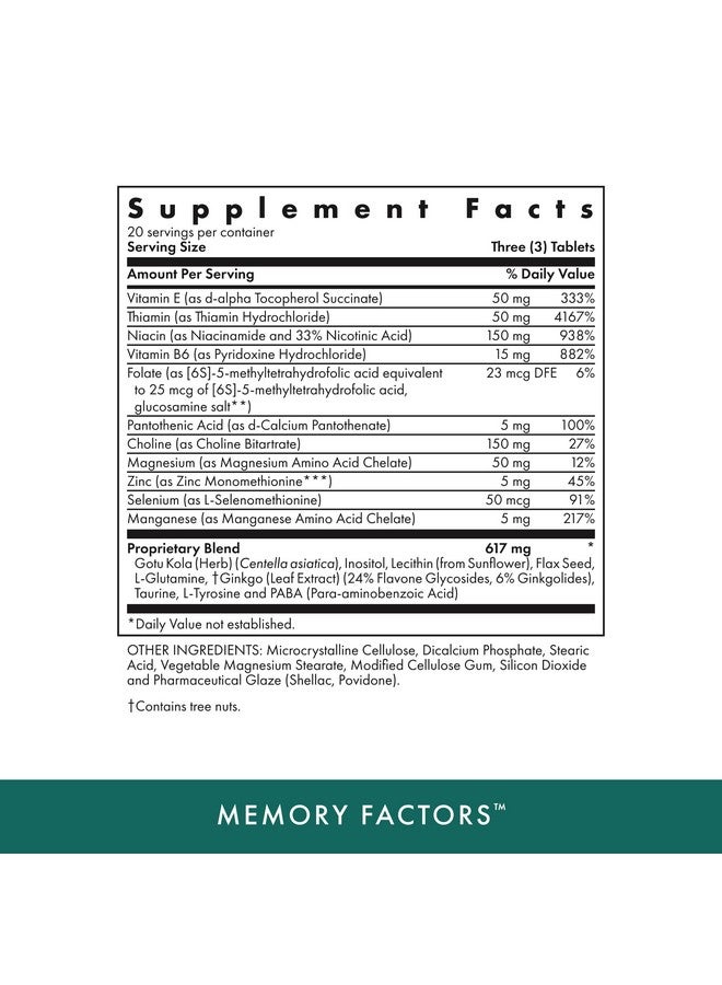 MICHAEL'S Health Naturopathic Programs Memory Factors - 90 Vegetarian Tablets - Provides Nourishment Memory & Cognition - Kosher - 20 Servings - Image 2