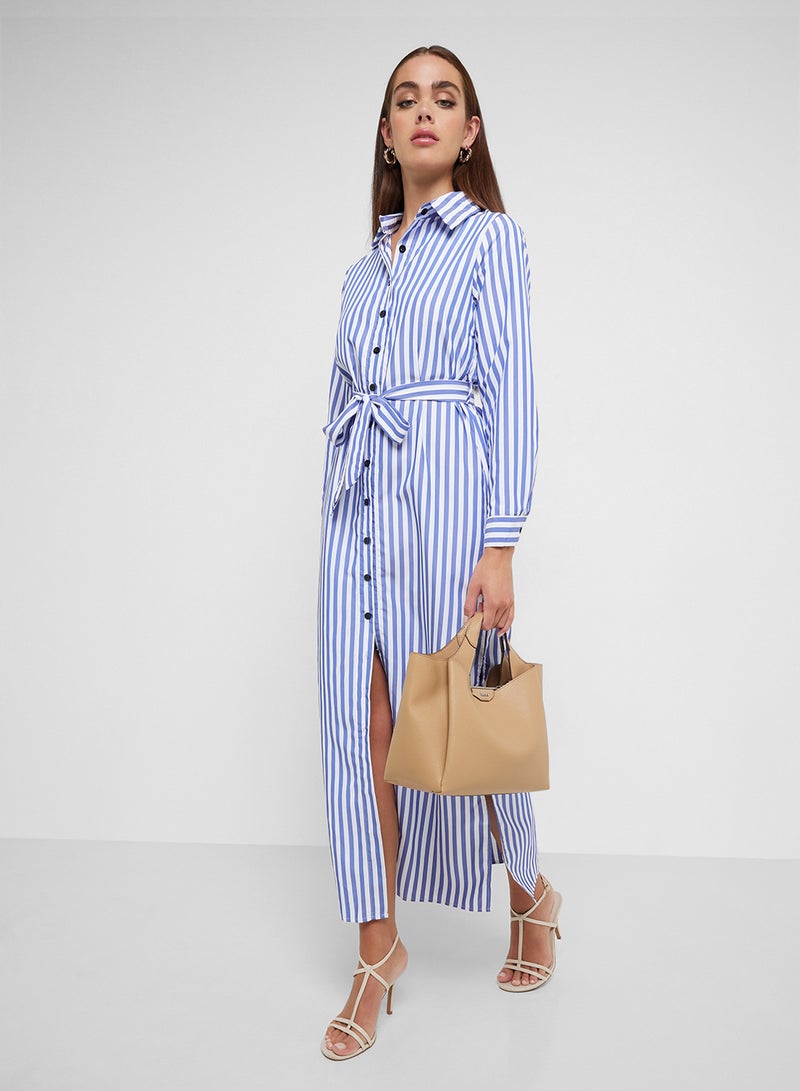 جينجر فستان مخطط بكسرات - Image 4