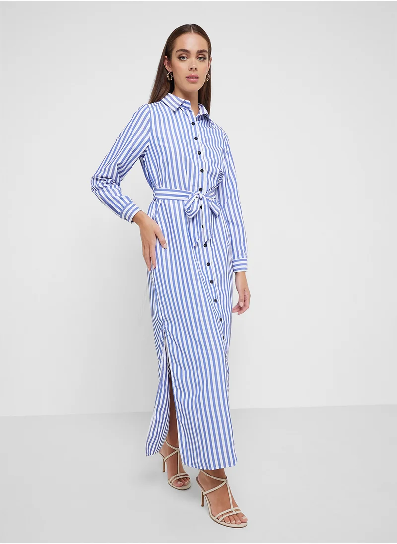 Ginger Button Down Belted Shirt Dress