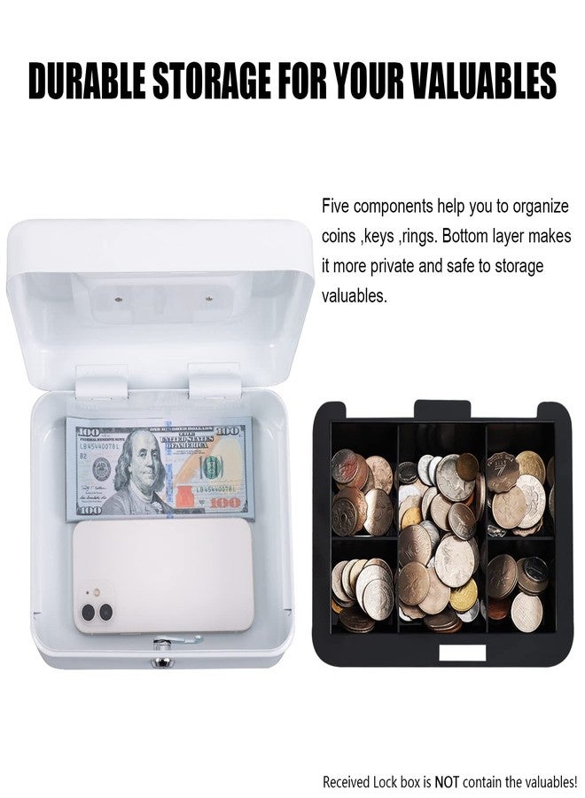 KYODOLED صندوق نقود متوسط الحجم من KYODOLED مع درج للنقود، وخزنة صغيرة بقفل ومفتاح، ودرج للنقود، أبيض متوسط الحجم، 7.87 بوصة × 6.30 بوصة × 3.54 بوصة - Image 4