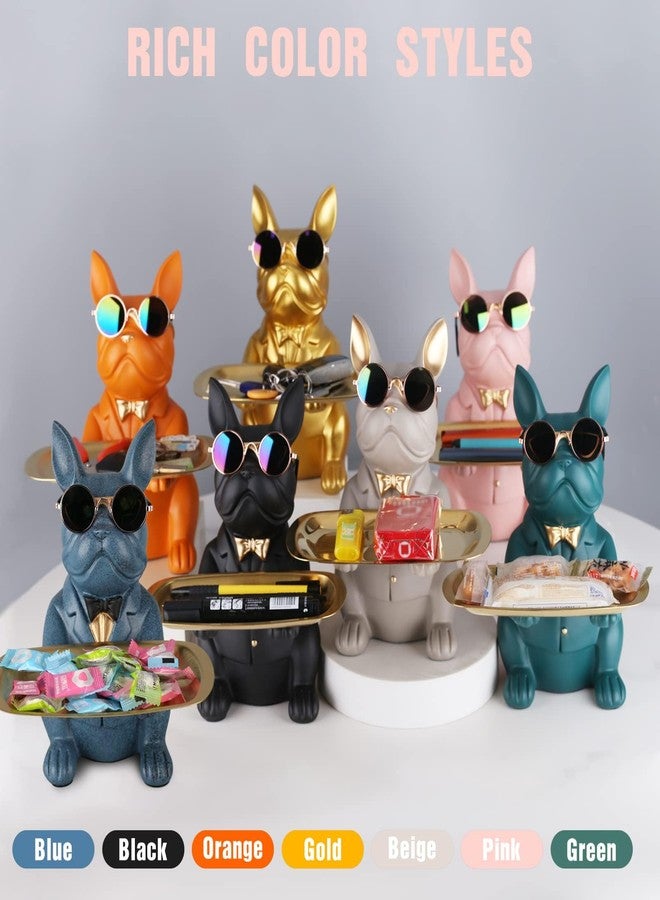 suruim French Bulldog Tray Decorative Statue, Dog Sculpture, Dog Decorative Figure Storage Tray Statue with Tray (Pink) - Image 2