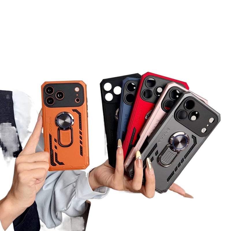 غطاء واقي | حلقة دوارة | حامل قائم | أسود | سيليكون | مقاوم للصدمات لـ iPhone 13 - Image 2