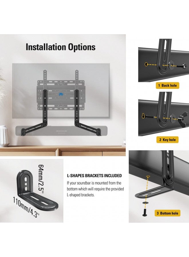 Mounting Dream Soundbar Mount Sound Bar Tv Bracket For Mounting Above Or Under Tv Fits Most Of Sound Bars Up To 15 Lbs, With Detachable Long Extension Plates Md5420 - Image 5