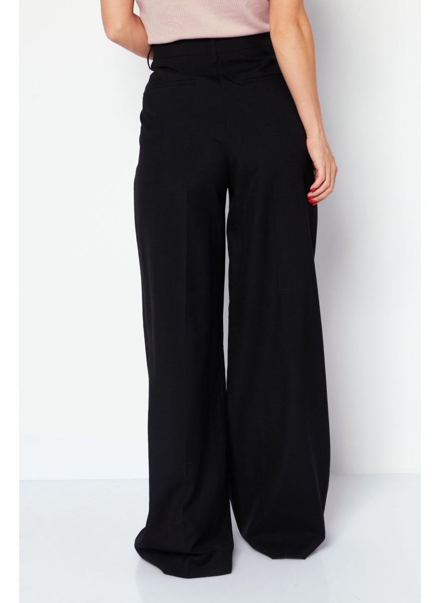 BURBERRY Women Wide Leg High Waist Solid Pants, Black  - Image 3
