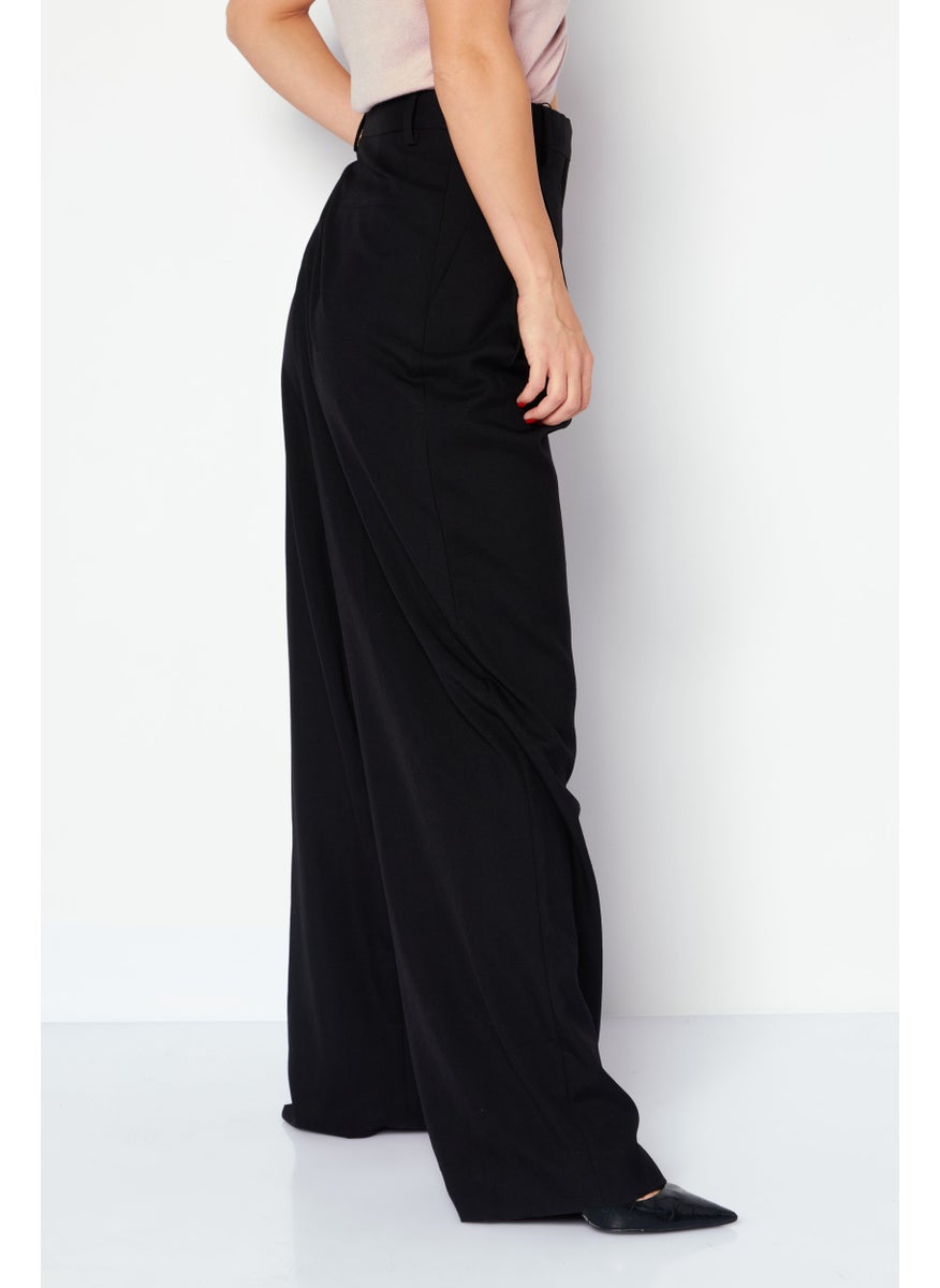 BURBERRY Women Wide Leg High Waist Solid Pants, Black  - Image 4
