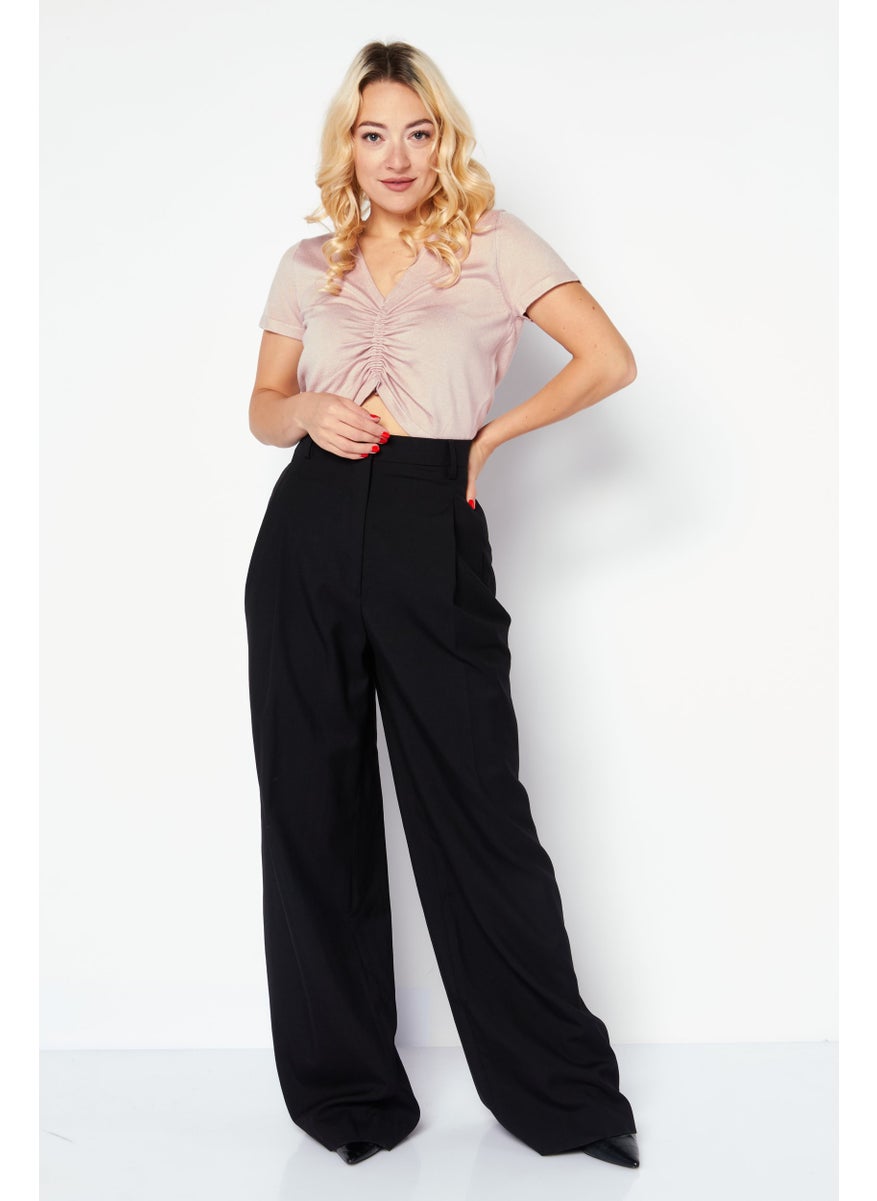 BURBERRY Women Wide Leg High Waist Solid Pants, Black  - Image 2