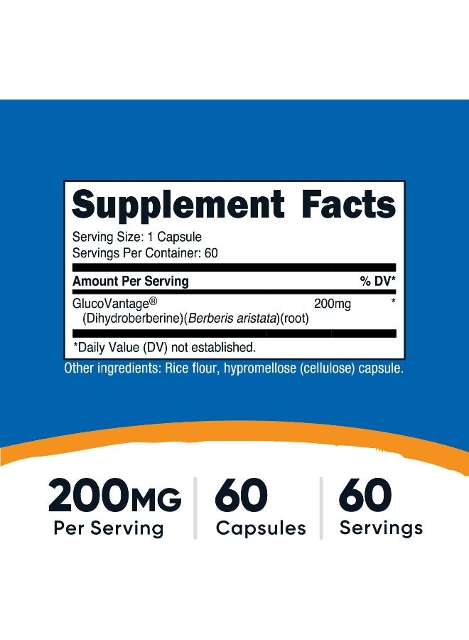 Nutricost Dihydroberberine Capsules (200mg, 60 Capsules) - More Bioavailable Metabolite of Berberine - Image 2