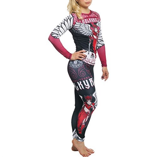 Hardcore Training Women Rash Guard Long Sleeve Compression Base Layer Tight Fitness Yoga Running Gym Workout Black Red - Image 4