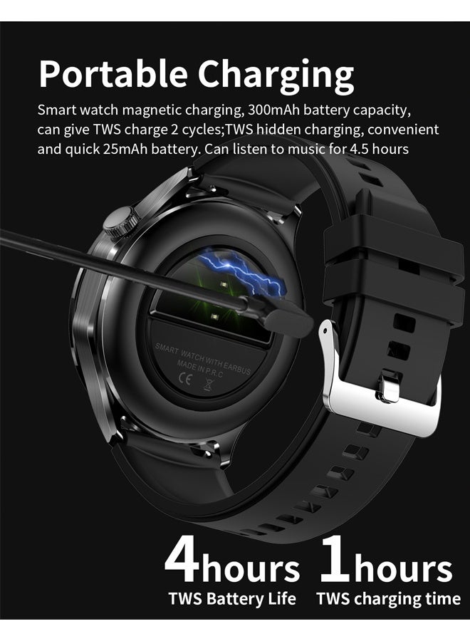 RollsTimi  Smart Watch with Earbuds,Business Watch,2 in 1 TWS Smartwatches,1.43" Colorful AMOLED Display Smartwatch for Android iOS,Waterproof Fitness Tracker Long Time Standby Watch T98 Silver  Black - Image 4