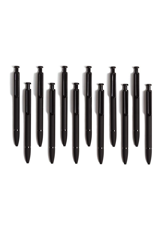 U Brands Midnight Monterey Ballpoint Pens Set Of 12 Black Soft Touch Painted Black Details Bold (1.0 Mm) Point Black Ink  - Image 1