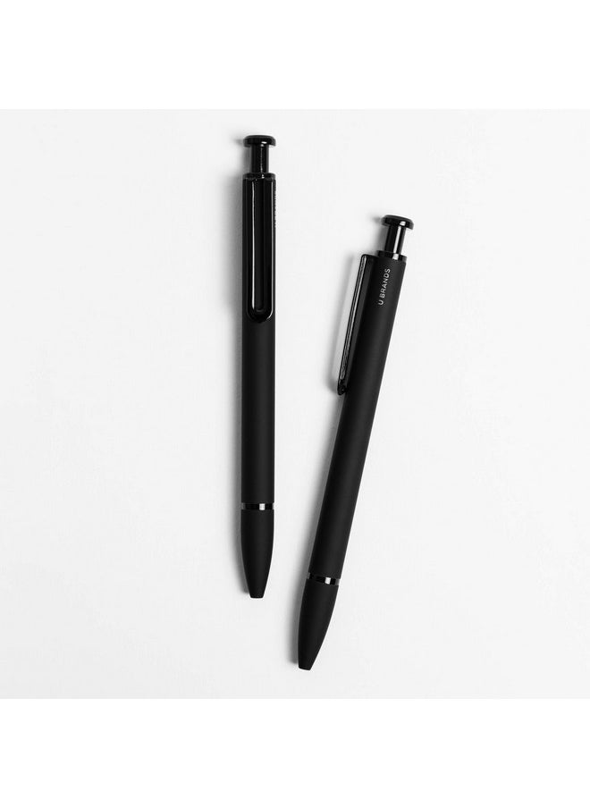 U Brands Midnight Monterey Ballpoint Pens Set Of 12 Black Soft Touch Painted Black Details Bold (1.0 Mm) Point Black Ink  - Image 3