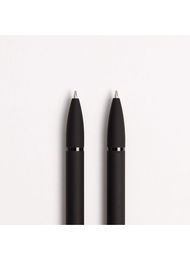 U Brands Midnight Monterey Ballpoint Pens Set Of 12 Black Soft Touch Painted Black Details Bold (1.0 Mm) Point Black Ink  - Image 2