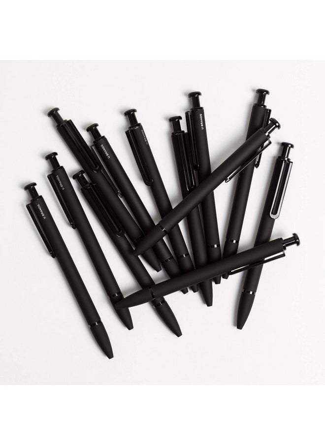 U Brands Midnight Monterey Ballpoint Pens Set Of 12 Black Soft Touch Painted Black Details Bold (1.0 Mm) Point Black Ink  - Image 4