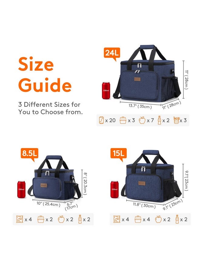 Lifewit Large Lunch Bag Insulated Lunch Box Soft Cooler Cooling Tote for Adult Men Women, Dark Blue 24-Can (15L) - Image 3