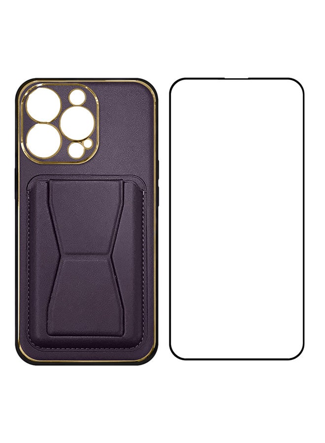 CATANES 2 Packs For iPhone 14 Pro Case Cover and Screen Protector Kickstand And Wallet Case Purple - Image 2