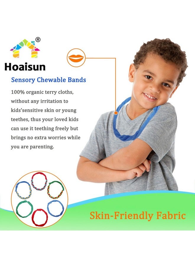Hoaisun قلائد مضغ للأطفال الحساسين، قلائد مضغ من قماش تيري للأولاد والبنات الحساسين مع المضغ، التسنين، العض، منتجات حسية لامتصاص القماش لذوي التوحد، ADHD، SPD، التململ، القلق - Image 2