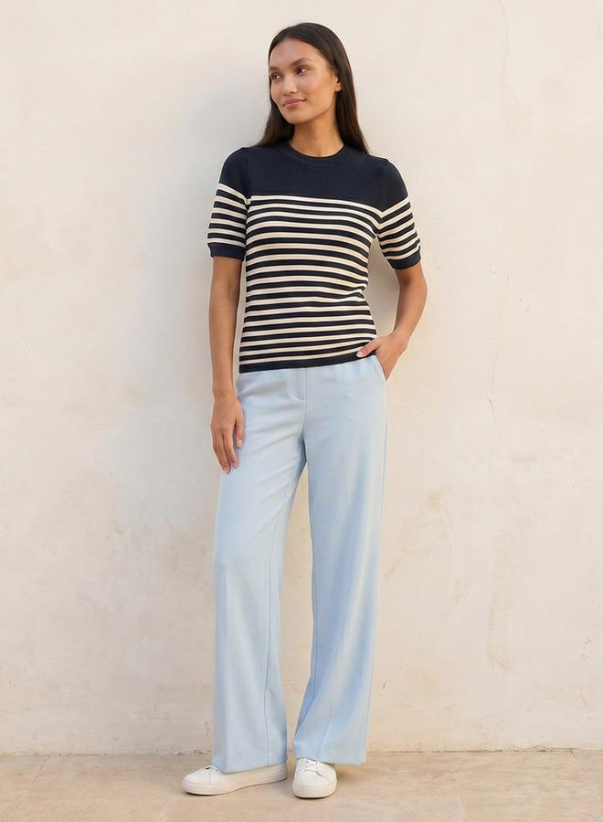 Splash FAV Basic Ottoman Striped Crew Neck Sweater - Image 3
