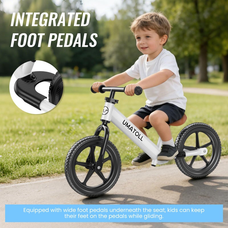 Umatoll Toddler Balance Bike for 2-5 Year Old, Adjustable Kids Toy Bicycle, Gift for Ages 2-3 Girls Boys (White) - Image 4