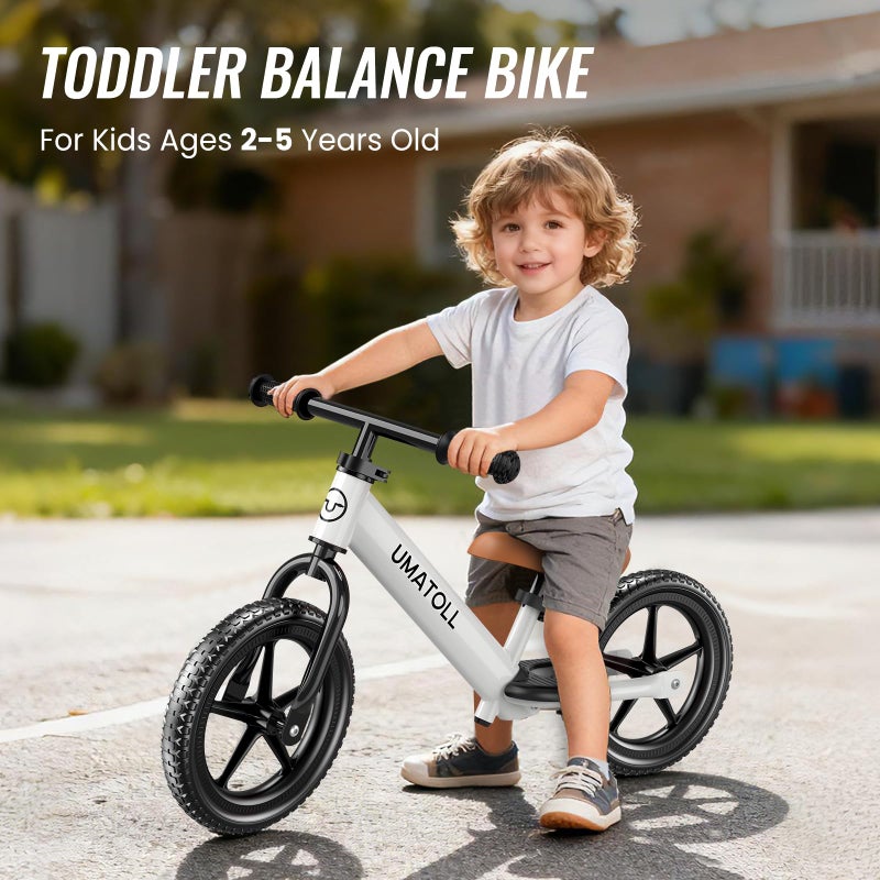 Umatoll Toddler Balance Bike for 2-5 Year Old, Adjustable Kids Toy Bicycle, Gift for Ages 2-3 Girls Boys (White) - Image 2