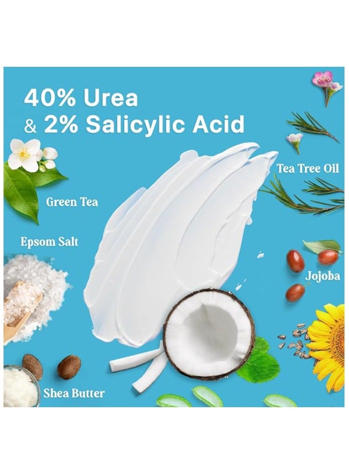 Ebanel Urea Cream 40% plus Salicylic Acid 2%, Dry Cracked Feet Heels Knees Elbows Hands Repair Treatment(130g) - Image 2