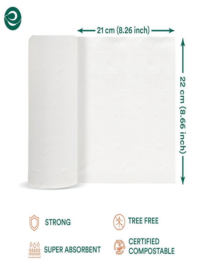 ECO SOUL [2 Ply, 240 Pulls] Tree-Free Kitchen Paper Towel | Pack of 4 (60 Pulls Per Pack) | Soft & Highly Absorbent | Eco Friendly, Natural, Biodegradable | Everyday Kitchen Paper Towel - Image 2