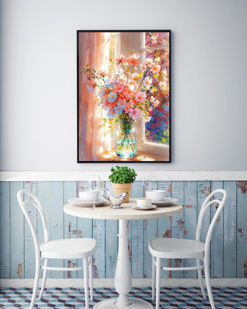 KINPLUB Flowers Diamond Painting Kits for Adults Beginners, Flower Diamond Art Kits for Adults, DIY Full Drill Round Gem Art Dots for Home Wall Decor 12x16 Inch - Image 2