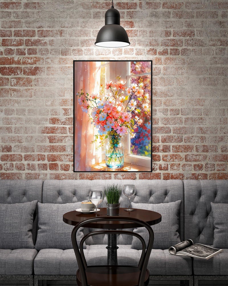 KINPLUB Flowers Diamond Painting Kits for Adults Beginners, Flower Diamond Art Kits for Adults, DIY Full Drill Round Gem Art Dots for Home Wall Decor 12x16 Inch - Image 5