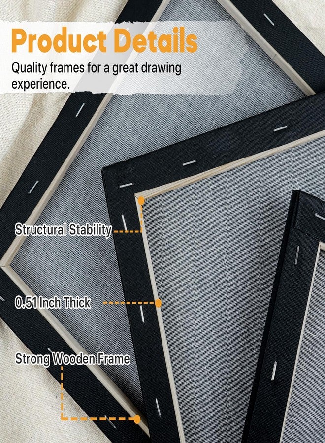 CONDA Black Stretched Canvas 11x14 inch 8 Pack Canvases for Painting, 100% Cotton, 8 oz Gesso-Primed, 5/8 Inch Profile Artist Canvas Value Bulk Pack for Acrylics, Oils Painting - Image 3