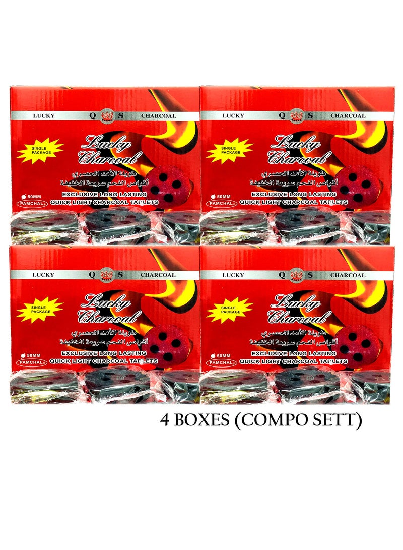 Lucky Alsaqer Bakhoor Charcoal Quick Ignite and Long Lasting Incence Coal 20-Peices x 4 Boxes Compo Pack  - Image 1
