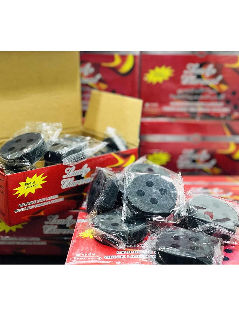 Lucky Alsaqer Bakhoor Charcoal Quick Ignite and Long Lasting Incence Coal 20-Peices x 4 Boxes Compo Pack  - Image 2