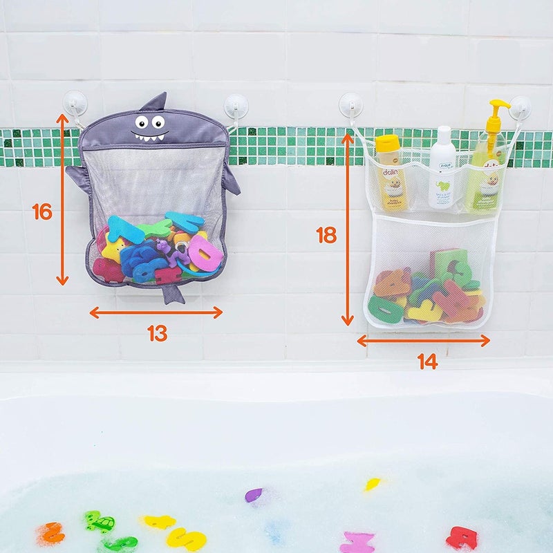 Comfylife 2 x Mesh Bath Toy Organizer + 6 Ultra Strong Hooks - The Perfect Bathtub Toy Holder & Bathroom or Shower Caddy - These Multi-use Net Bags Make Baby Bath Toy Storage Easy - For Kids & Toddlers - Image 2