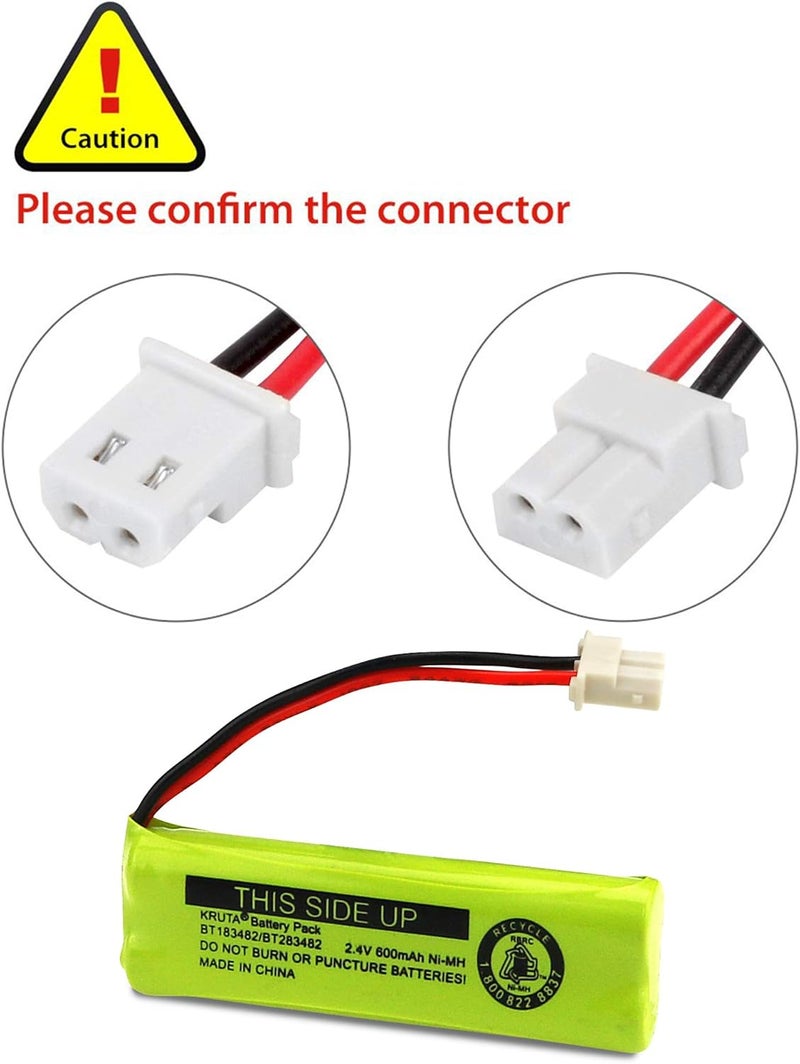 Kruta BT183482 BT283482 Cordless Phone Battery for Vtech DS6401 DS6421 DS6422 DS6472 LS6405 LS6425 LS6426 LS6475 LS6476 89-1348-01-00 Cordless Phone Handset (Pack of 2) - Image 4