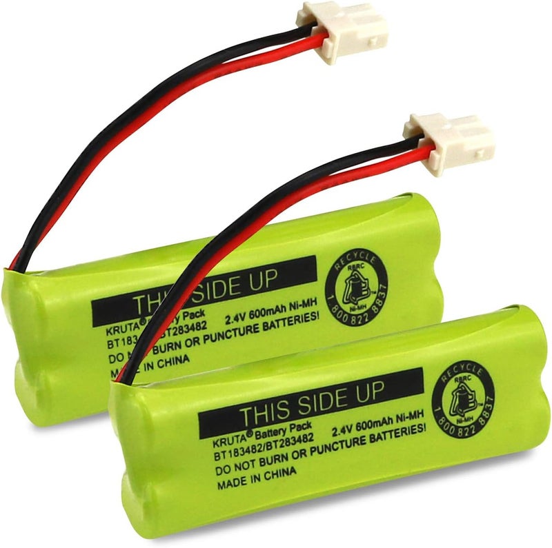 Kruta BT183482 BT283482 Cordless Phone Battery for Vtech DS6401 DS6421 DS6422 DS6472 LS6405 LS6425 LS6426 LS6475 LS6476 89-1348-01-00 Cordless Phone Handset (Pack of 2) - Image 1