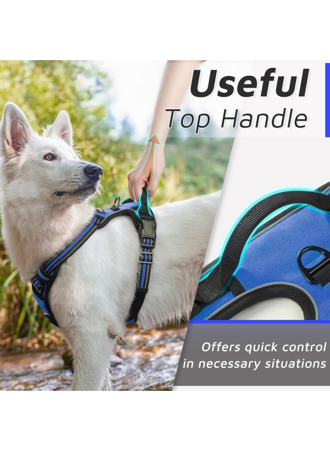 Eagloo Dog Harness for Large Dogs, No Pull Service Vest with Reflective Strips and Control Handle, Adjustable and Comfortable for Easy Walking, No Choke Pet Harness with 2 Metal Rings, Blue, L  - Image 5