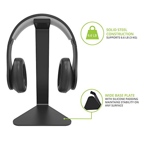 Kanto H1 Universal Headphone Stand with Curved Silicone Padding | Black - Image 3